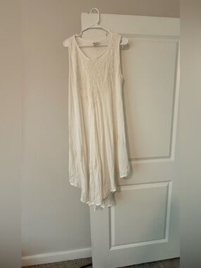 Exist Cream Sleeveless Asymmetrical Swing Dress